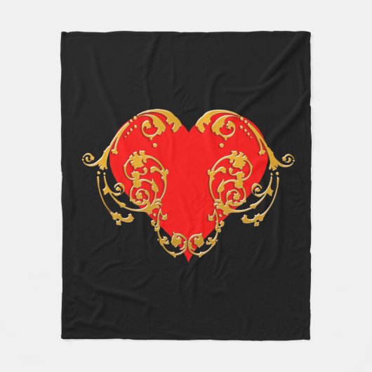 Bold Romantic Valentine Red Goth Heart Fleecedecke (Vorderseite)