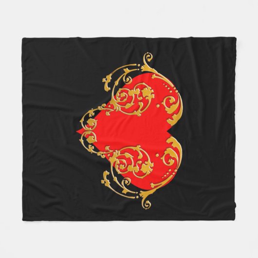 Bold Romantic Valentine Red Goth Heart Fleecedecke (Vorderseite (Horizontal))