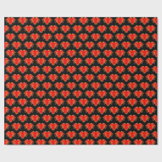 Bold Romantic Valentine Red Goth Heart Geschenkpapier (Flach)