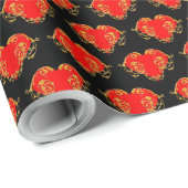 Bold Romantic Valentine Red Goth Heart Geschenkpapier (Rolleneckpunkt)