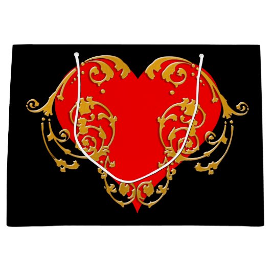 Bold Romantic Valentine Red Goth Heart Große Geschenktüte (Vorderseite)