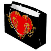 Bold Romantic Valentine Red Goth Heart Große Geschenktüte (Rückseite Schrägansicht)