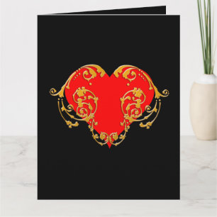 Bold Romantic Valentine Red Goth Heart Karte