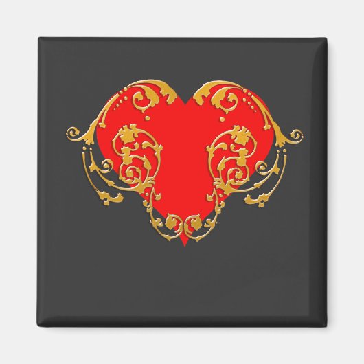 Bold Romantic Valentine Red Goth Heart Magnet (Vorne)