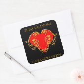 Bold Romantic Valentine Red Goth Heart Quadratischer Aufkleber (Umschlag)