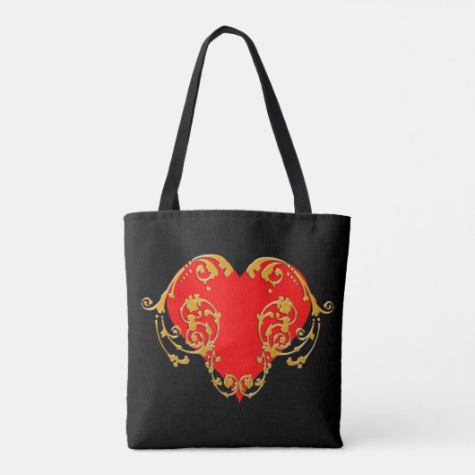 Bold Romantic Valentine Red Goth Heart Tasche (Rückseite)