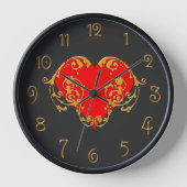 Bold Romantic Valentine Red Goth Heart Uhr (Vorderseite)