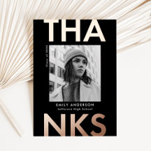 Bold Rose Gold Abschluss Danke Karte