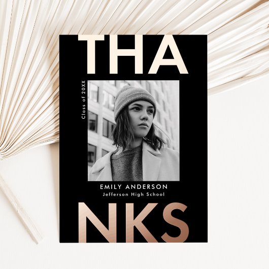 Bold Rose Gold Abschluss Danke Karte