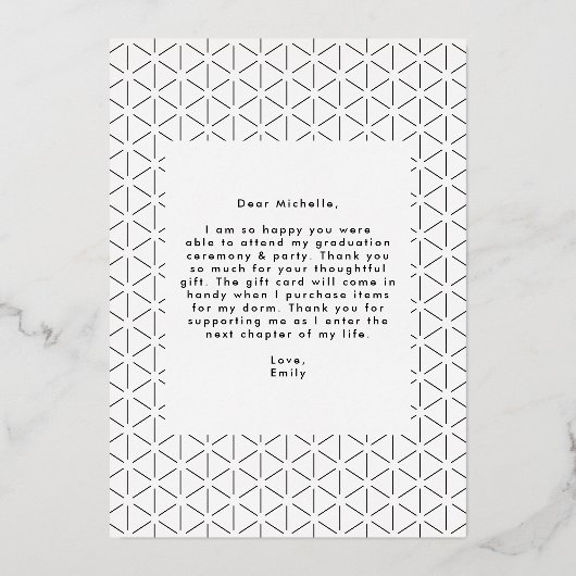 Bold Rose Gold Abschluss Danke Karte (Rückseite)