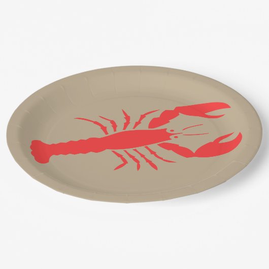 BOLD Roter Hummer, neutrale Farbe Pappteller (Schrägansicht)