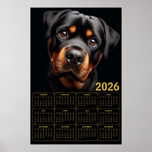 Bold Rottweiler 2026 Calendar Poster (Vorne)