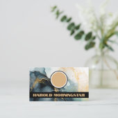 BOLD-Round-Logo und QR-Code Indigogold Fluid-Tinte Visitenkarte (Stehend Vorderseite)