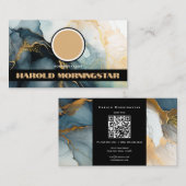 BOLD-Round-Logo und QR-Code Indigogold Fluid-Tinte Visitenkarte (Vorne/Hinten)