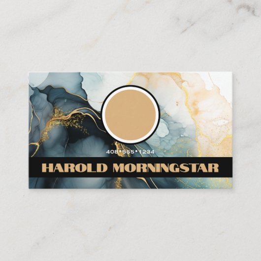 BOLD-Round-Logo und QR-Code Indigogold Fluid-Tinte Visitenkarte (Vorderseite)