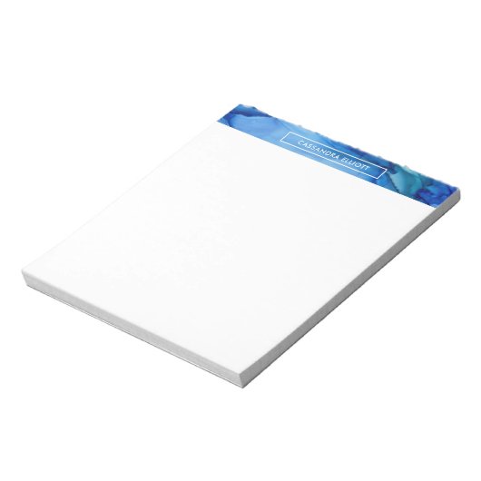 Bold Royal Blue Alcohol Ink Liquid Abstrakt Art Notizblock (Rotiert)