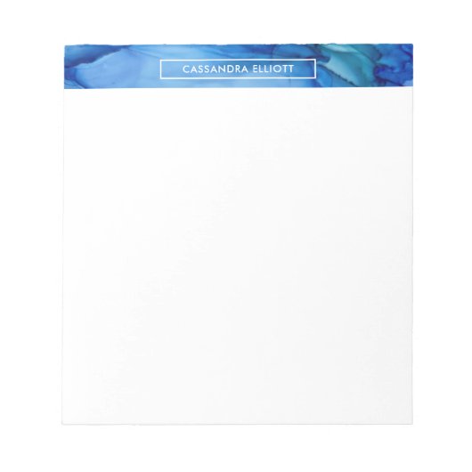 Bold Royal Blue Alcohol Ink Liquid Abstrakt Art Notizblock (Vorderseite)