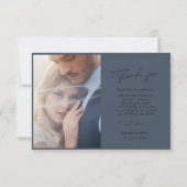 Bold Royal Blue Opulence, Typografy Foto Wedding Dankeskarte (Rückseite)