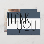 Bold Royal Blue Opulence, Typografy Foto Wedding Dankeskarte (Vorne/Hinten)