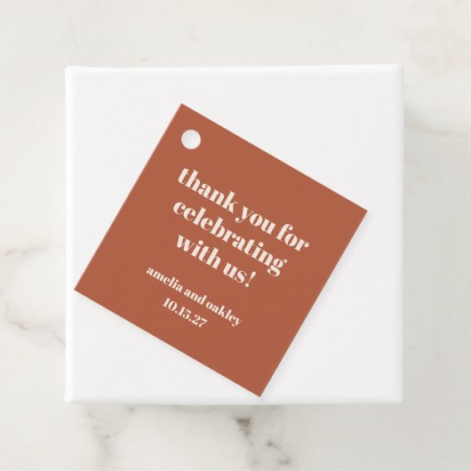 Bold Rust Fall Retro Custom Wedding Danke Geschenkanhänger (Beispiel)