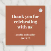 Bold Rust Fall Retro Custom Wedding Danke Geschenkanhänger (Rückseite)