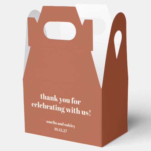 Bold Rust Fall Retro Custom Wedding Danke Geschenkschachtel (Geöffnet)