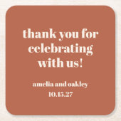 Bold Rust Fall Retro Custom Wedding Danke Rechteckiger Pappuntersetzer (Vorderseite)