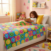 Bold S Initial Citrus Squares Vibrant Fleecedecke