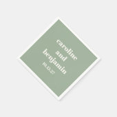 Bold Sage Green Chic Moderne Hochzeit Custom Serviette (Ecke)