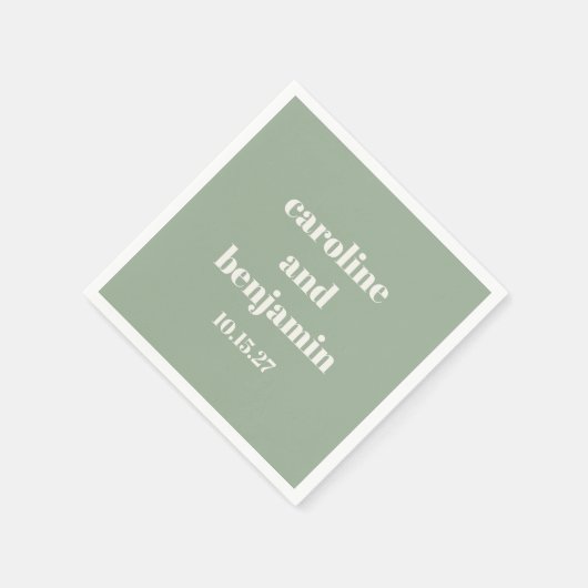 Bold Sage Green Chic Moderne Hochzeit Custom Serviette (Ecke)
