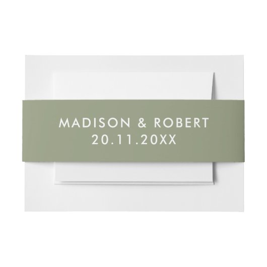 Bold Sage Green Minimalistisch Modern Simple Weddi Einladungsbanderole (Vorderseite Beispiel)