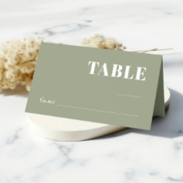 Bold Sage Green Minimalistisch Wedding Guest Platzkarte