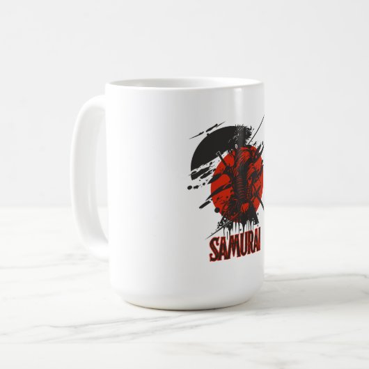 Bold Samurai Warrior - japanische Kunst Kaffeetasse (Vorderseite Links)
