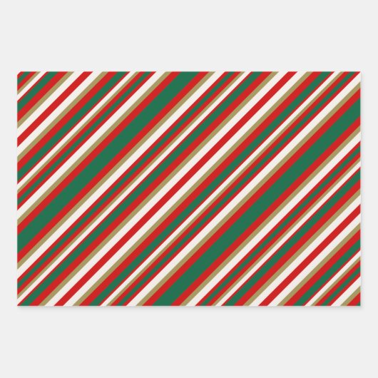 Bold Santa and Stripes Kitsch Geschenkpapier Set (Vorderseite 2)