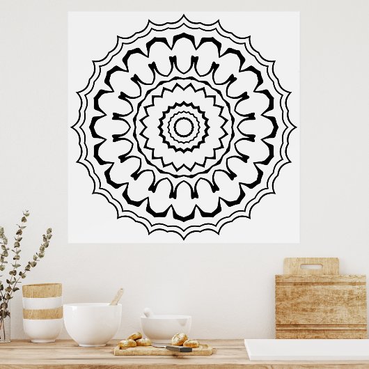 Bold Scalloped Ring Mandala with Layered Waves Poster (Küche)