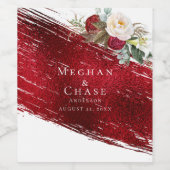 Bold Scarlet Red Brush Stroke Crimson Floral Weinetikett (Einzelnes Label)