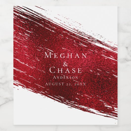 Bold Scarlet Red Brush Stroke Weinetikett (Einzelnes Label)