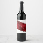Bold Scarlet Red Brush Stroke Weinetikett (Vorderseite)
