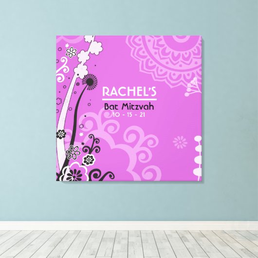 BOLD & SCHÖNE Bat Mitzvah Sign-In Memory Board Leinwanddruck (Insitu (Holzboden))