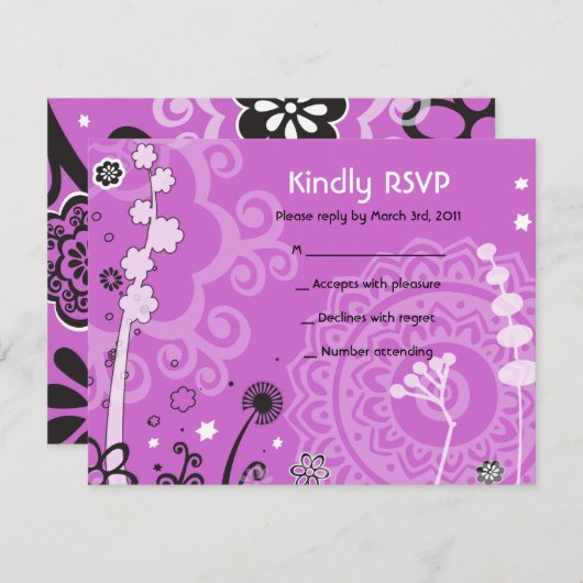 BOLD & SCHÖNE FLÜCHTBARKEITSKARTE Mitzvah Antwortk RSVP Karte (Vorne/Hinten)