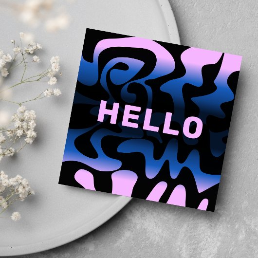 Bold Schriftart Groovy Black Navy Blue Lilac Pale Quadratische Visitenkarte