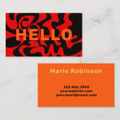 Bold Schriftart Groovy Black Orange Bright Red Visitenkarte (Vorne/Hinten)