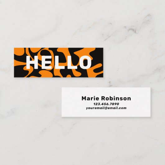 Bold Schriftart Groovy Black Orange Mini Visitenkarte (Vorne/Hinten)