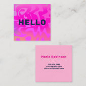 Bold Schriftart Groovy Navy Hallo Hot Pink Bright Quadratische Visitenkarte (Vorne/Hinten)