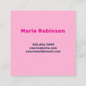 Bold Schriftart Groovy Navy Hallo Hot Pink Bright Quadratische Visitenkarte (Rückseite)