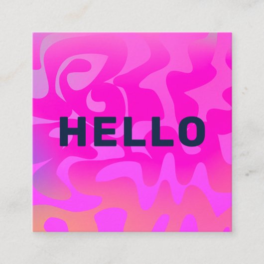Bold Schriftart Groovy Navy Hallo Hot Pink Bright  Quadratische Visitenkarte (Vorderseite)
