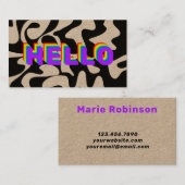 Bold Schriftart Hello Groovy Rainbow Kraft Visitenkarte (Vorne/Hinten)