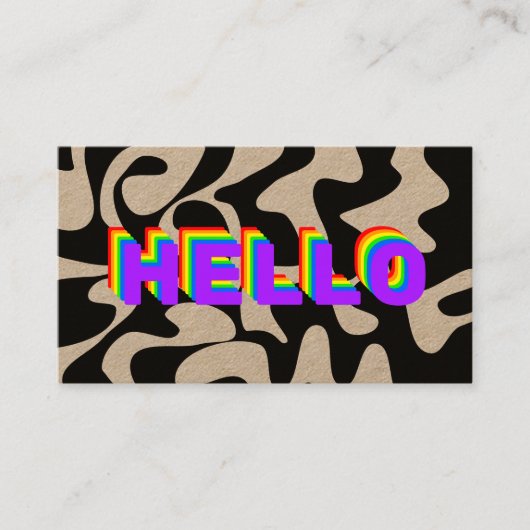 Bold Schriftart Hello Groovy Rainbow Kraft Visitenkarte (Vorderseite)