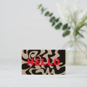 Bold Schriftart Hello Modern Black and Red Kraft Visitenkarte (Stehend Vorderseite)