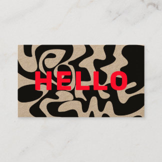 Bold Schriftart Hello Modern Black and Red Kraft Visitenkarte